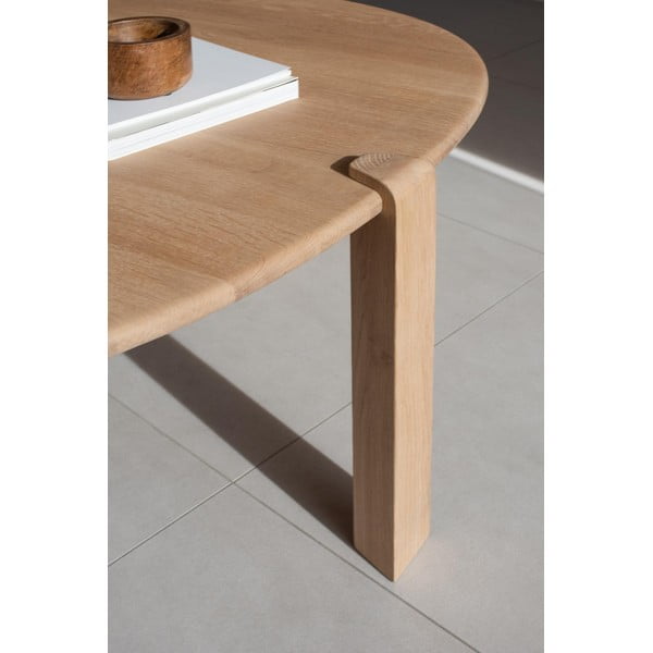 Natúr színű tölgyfa kerek dohányzóasztal ø 100 cm Kulin – Gazzda-image-2