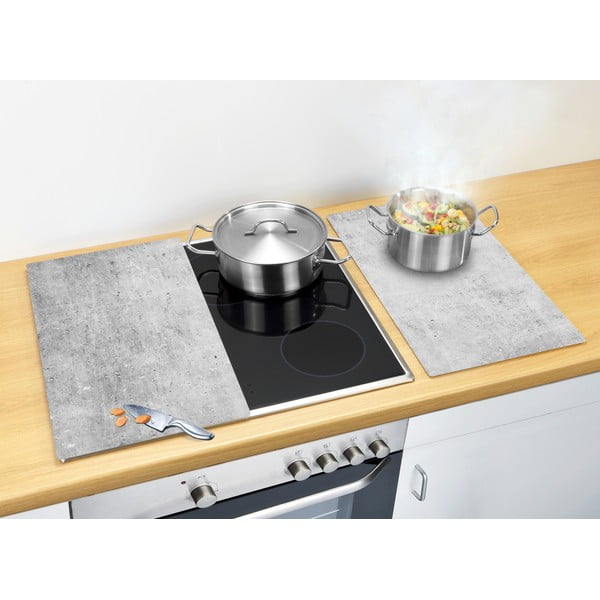 Edzett üveg tűzhely fedőlap szett 2 db-os 52x30 cm Concrete – Allstar-image-1