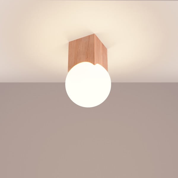 Natúr színű mennyezeti lámpa üveg búrával 12x12 cm Rayer – Sollux-image-2