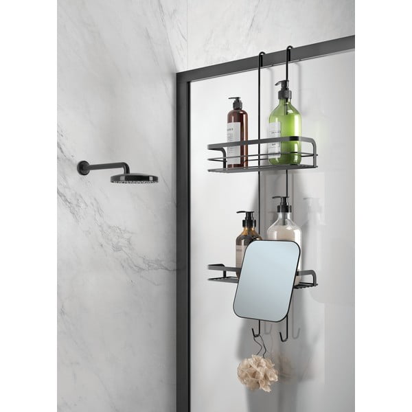 Matt fekete függő acél fürdőszobai polc Lava – Metaltex-image-3