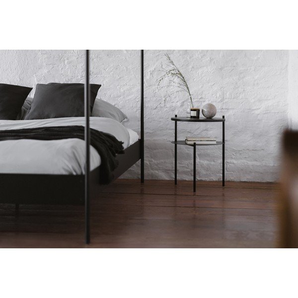 Fekete acél franciaágy ágytámla nélkül-baldachinos ágyráccsal 200x200 cm Eton – noo.ma-image-2