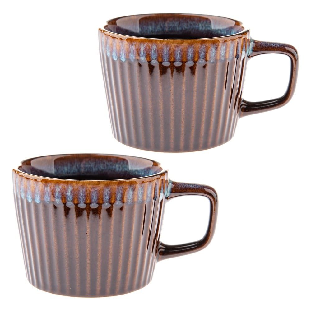Kék-barna kőedény bögre szett 2 db-os cappucinóhoz 190 ml Tone  Dakls