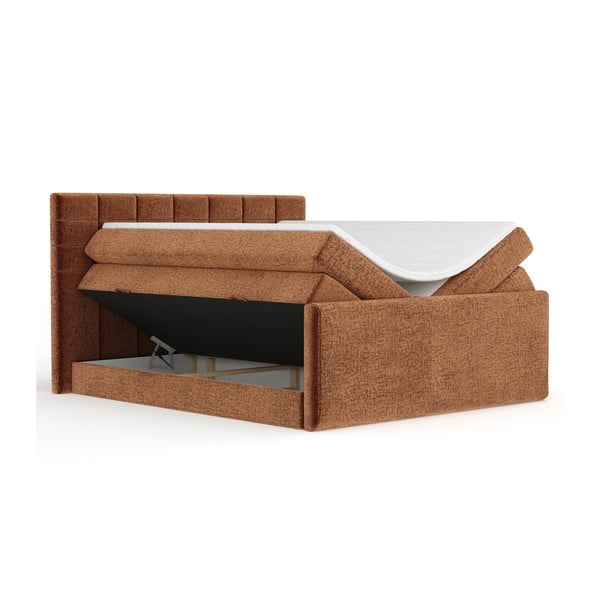 Narancssárga ágyneműtartós boxspring ágy 140x200 cm Ava – Maison de Rêve-image-3
