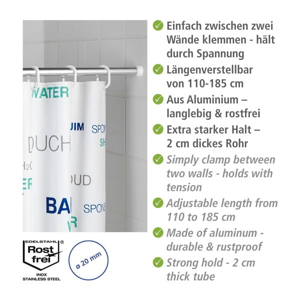 Ezüstszínű zuhanyfüggöny rúd 110 - 185 cm – Wenko-image-3