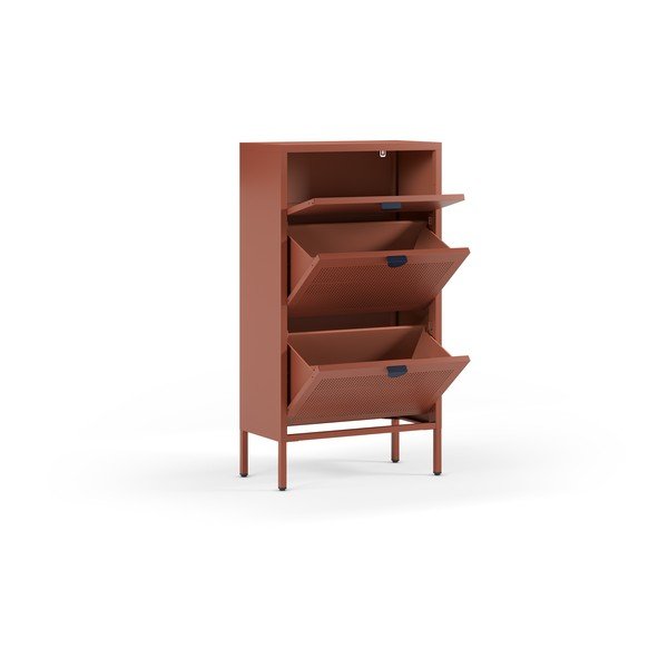 Terrakotta színű fém cipőtartó 60x110x30 cm Sayla – Marckeric-image-3