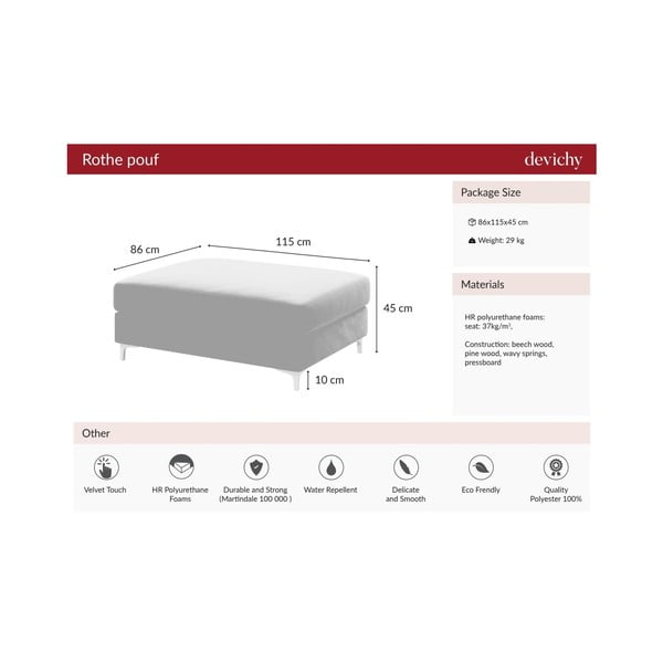 Rothe sötétzöld bársony lábtartó - devichy-image-4