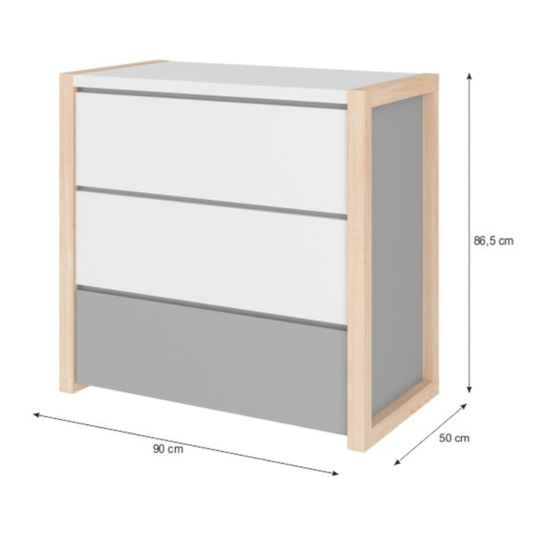 Pinette szürke komód 3 fiókkal - BELLAMY-image-2
