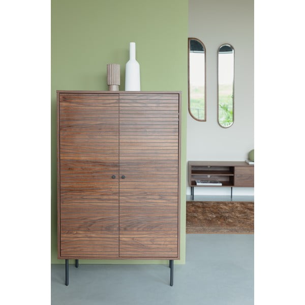 Barna szekrény diófa dekorral 80x130x40 cm Stripes – White Label-image-1