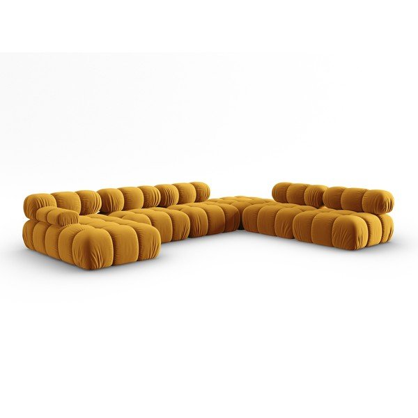 Sárga bársony kanapé 379 cm Bellis – Micadoni Home-image-3