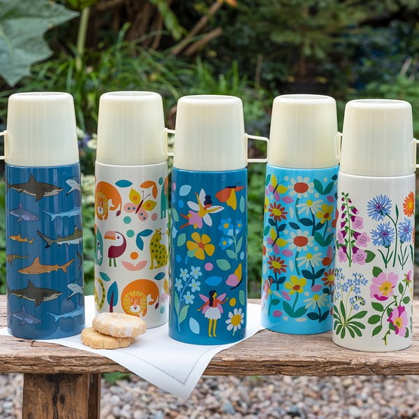 Kék-krémszínű gyerek termosz 350 ml Butterfly Garden – Rex London-image-1