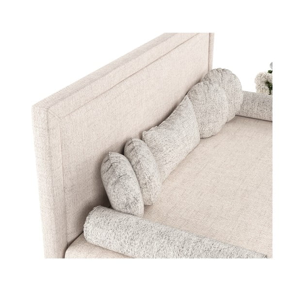 Bézs kárpitozott egyszemélyes ágy 90x200 cm Scala – Maison de Rêve-image-1