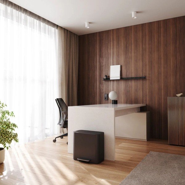 Matt fekete acél szelektív-pedálos szemetes 15 l Dual Mini – simplehuman-image-1