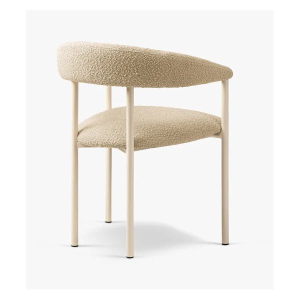 Krémszínű kárpitozott karfás étkezőfotel Lea – Micadoni -image-1