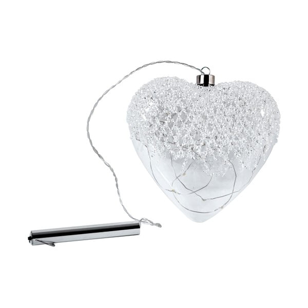 Szív alakú, karácsonyi függődísz üvegből, LED világítással, magassága 22 cm - Ego Dekor