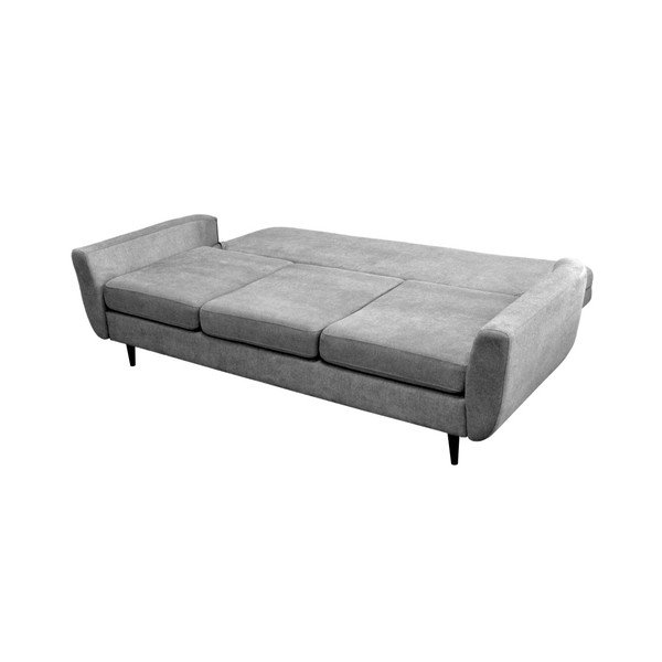 Jasmin szürke háromszemélyes kinyitható kanapé fekete lábakkal - Mazzini Sofas-image-4
