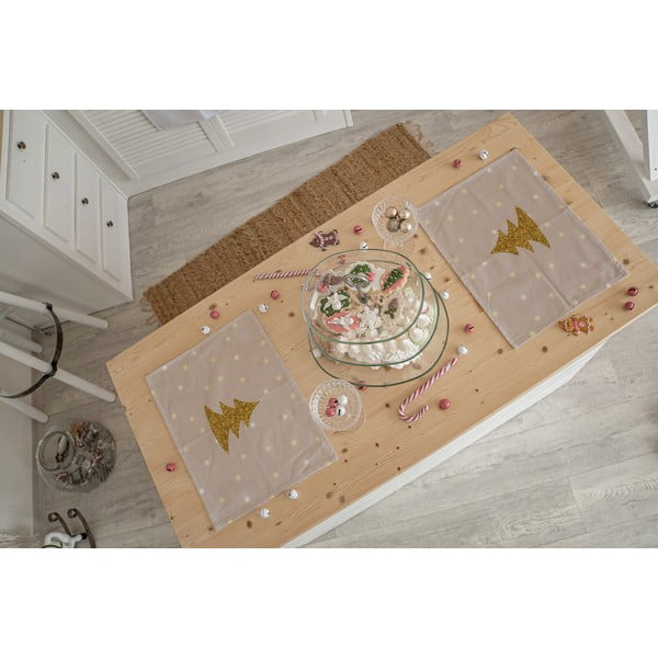 Textil tányéralátét szett karácsonyi mintával, 2 db-os 35x45 cm Gold Tree – Butter Kings-image-1