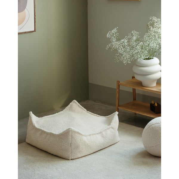 Krémszínű buklé gyerek babzsákfotel Square – Wigiwama-image-1