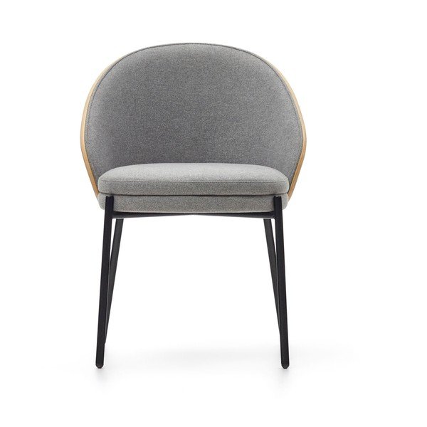 Szürke-natúr színű kárpitozott étkezőfotel Eamy – Kave Home-image-2