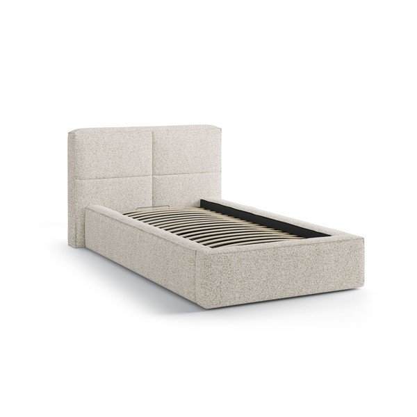 Bézs kárpitozott ágyneműtartós egyszemélyes ágy ágyráccsal 90x200 cm Darren – Micadoni -image-2