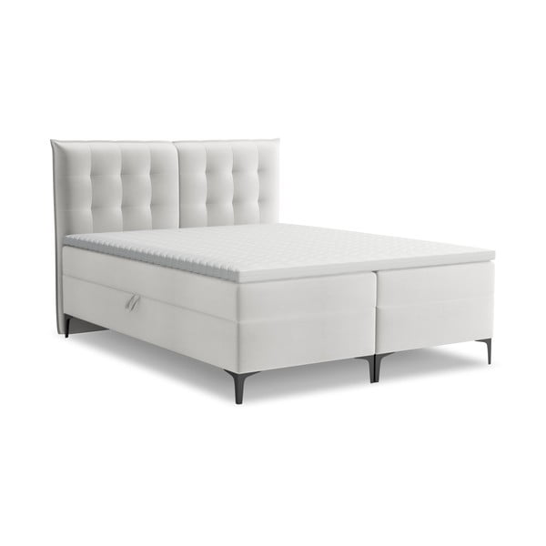 Világosszürke ágyneműtartós boxspring ágy 160x200 cm Mikana – Makamii