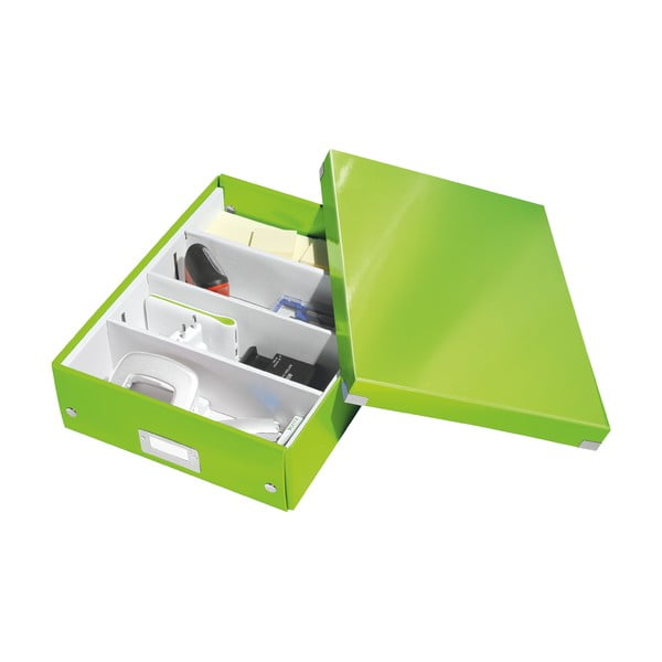 Zöld fedeles karton tárolódoboz 28x37x10 cm Click&Store – Leitz