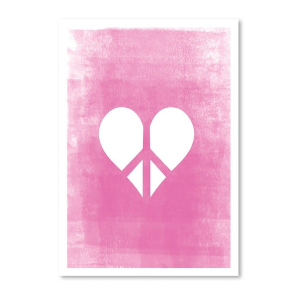 Love & Peace rózsaszín plakát, 42 x 30 cm - Americanflat