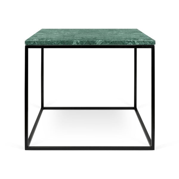 Gleam zöld márvány dohányzóasztal fekete lábakkal, 50 x 50 cm - TemaHome