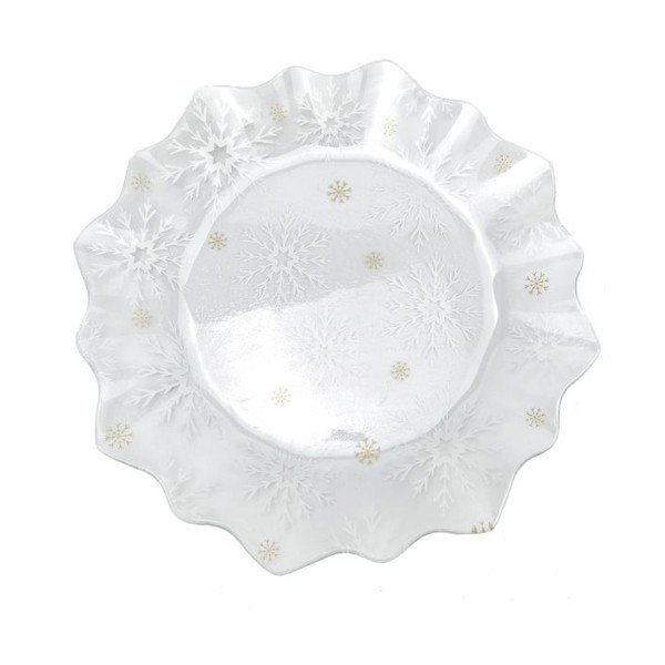 Szervírozó üveg tányér karácsonyi mintával ø 19,5 cm Frosty Flakes – Dakls