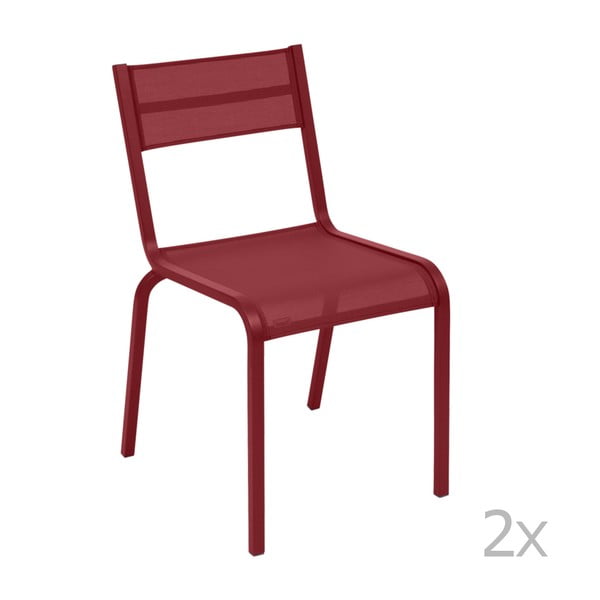 Oléron piros fém kerti szék, 2 db - Fermob