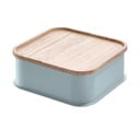 Eco szürke tárolódoboz paulownia fa fedéllel, 21,3 x 21,3 cm - iDesign