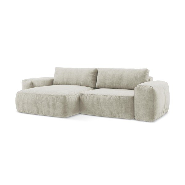 Bézs zsenília kinyitható sarokkanapé (bal oldali-heverő résszel) Kuki – Makamii-image-2