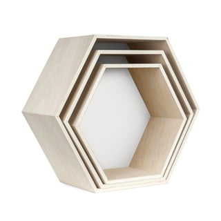 Hexagon 3 db-os fehér-barna fali polckészlet - Really Nice Things
