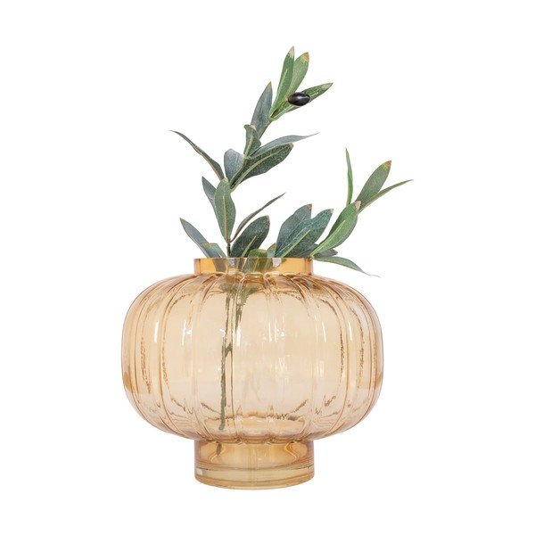 Világossárga üveg kézzel készített váza – House Nordic-image-1