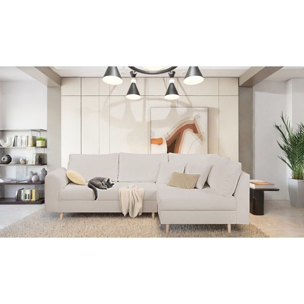 Bézs buklé sarokkanapé (jobb oldali) Ariella – Ropez-image-1