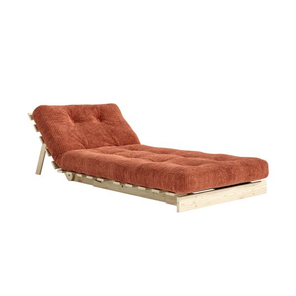 Terrakotta színű kinyitható kordbársony futon fotel Roots – Karup-image-4