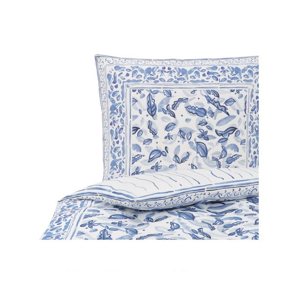 Ryle kék-fehér pamut szatén egyszemélyes ágyneműhuzat, 155 x 220 cm - Westwing Collection-image-2