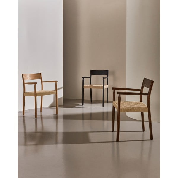 Barna-natúr színű tölgyfa étkezőszék Yalia – Kave Home-image-1