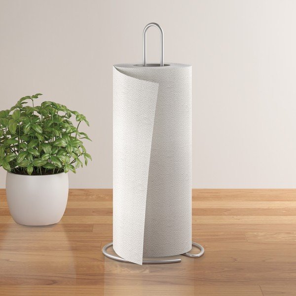 Fényes ezüstszínű acél papírtörlő tartó ø 14 cm Luxy – Metaltex-image-1