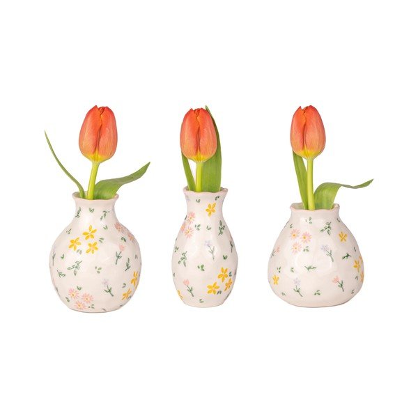 Krémszínű kőedény váza készlet 3 db-os (magasság 10 cm) Ditsy Floral – Sass & Belle-image-3