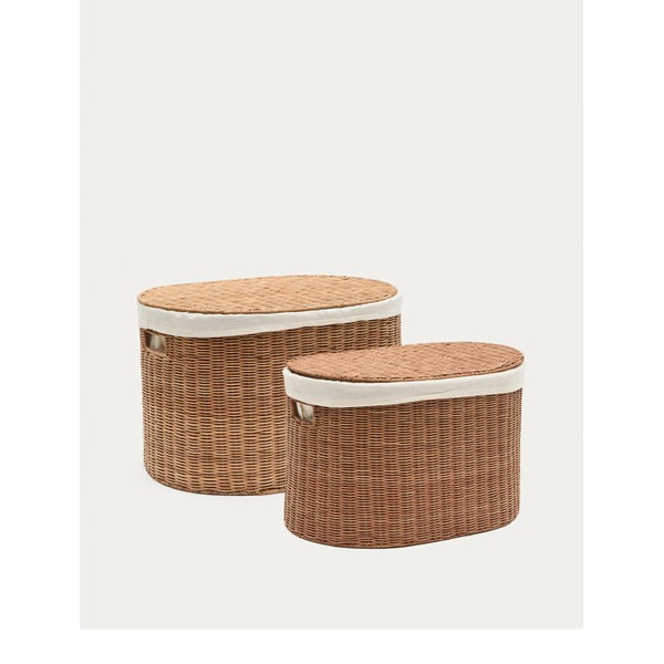 Rattan tárolókosár szett 2 db-os 50x36x32 cm Indali – Kave Home-image-3