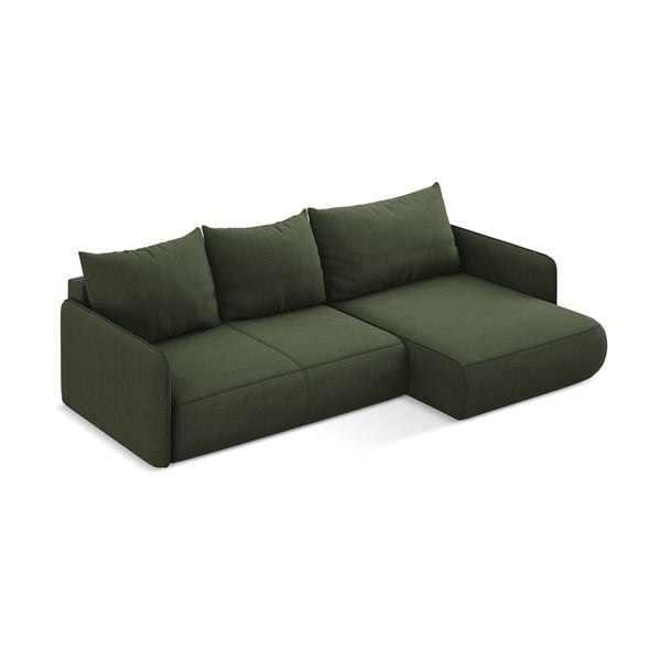 Zöld kinyitható-tárolóhelyes sarokkanapé (jobb oldali) Nanea – Makamii-image-4