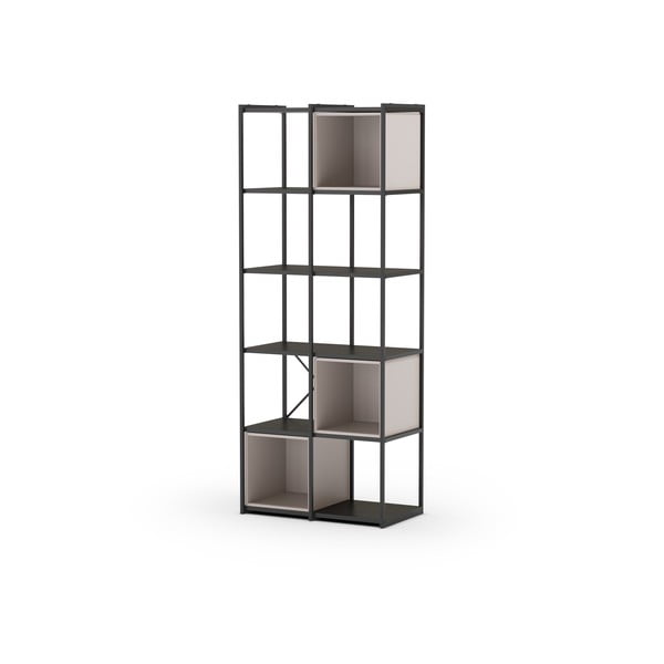 Fekete-krémszínű könyvespolc 71x179 cm Anya – Marckeric-image-3