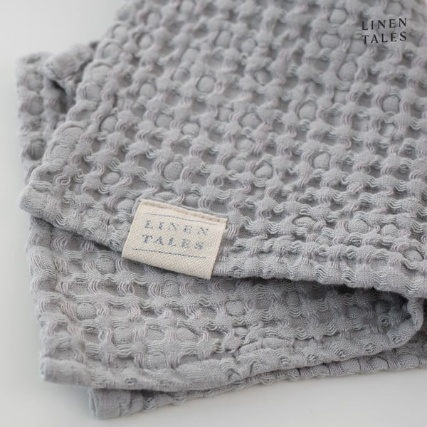 Világosszürke törölköző 50x70 cm Honeycomb – Linen Tales-image-1