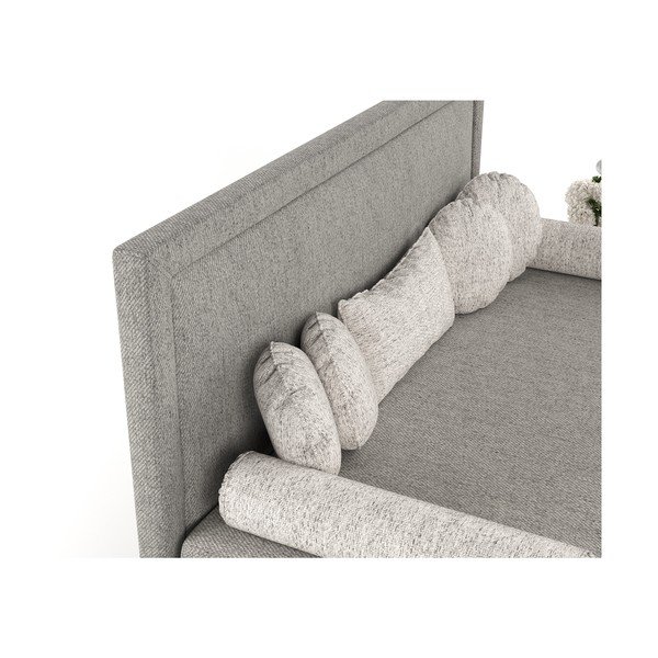 Szürke kárpitozott egyszemélyes ágy 90x200 cm Scala – Maison de Rêve-image-1