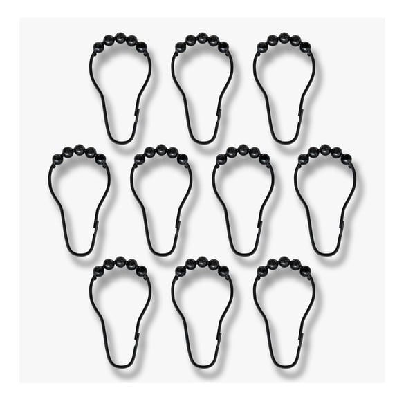 Fekete zuhanyfüggöny akasztó szett 10 db-os Aqua – Mette Ditmer Denmark-image-3