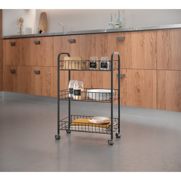 Lugano Lava fekete rozsdamentes acél zsúrkocsi - Metaltex-image-3