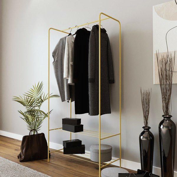 Aranyszínű fém ruhatartó állvány Frankenthal – Kalune Design-image-1