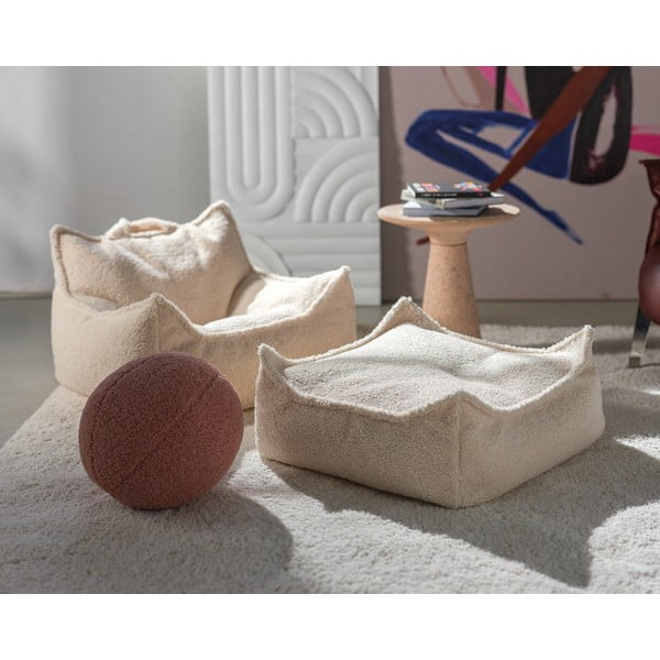 Krémszínű buklé gyerek babzsákfotel Square – Wigiwama-image-3