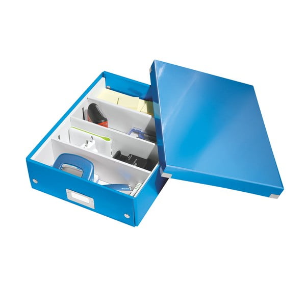 Kék fedeles karton tárolódoboz 28x37x10 cm Click&Store – Leitz