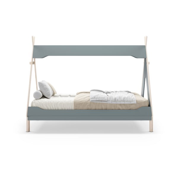 Petróleumkék házikó alakú borovi fenyő gyerekágy 90x190 cm Nora – Marckeric-image-4